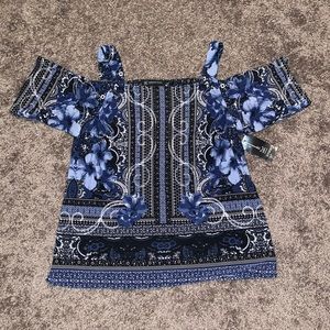 INC Blue Off-the-shoulder Blouse